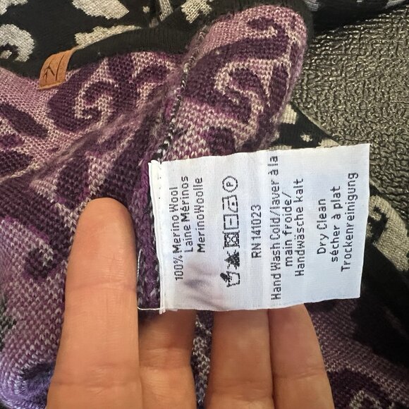 Neve Merino Wool Womens M Geometric Cardigan Jacket Warm Winter Artsy Office - Picture 9 of 9